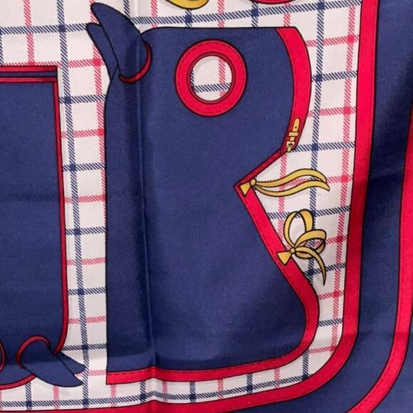 Hermes Paris Camails 100% Silk Scarf 90cm Square Red Blue Yellow in Box - Picture 8 of 13